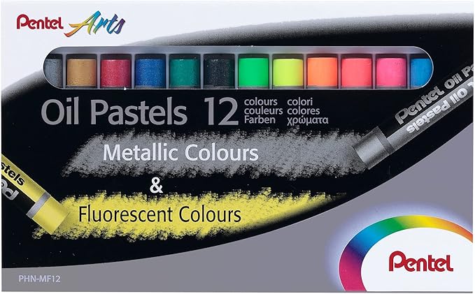 PENTEL Fluorescent and Metallic Oil Pastels Set of 12 Assorted Colours - Al Kabayel Discount CentrePENTEL Fluorescent and Metallic Oil Pastels Set of 12 Assorted ColoursPaintsPENTELAl Kabayel Discount Centre