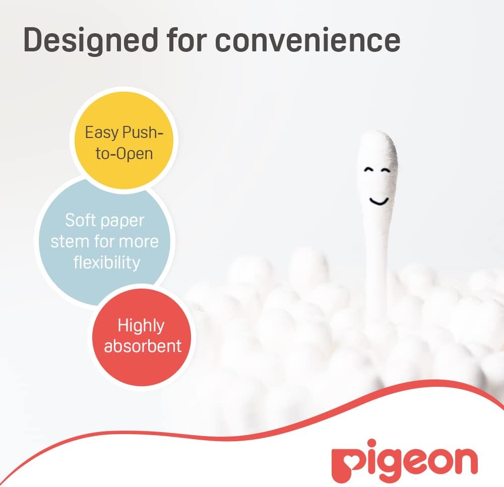 Pigeon Cotton Swabs, Flexible And Soft Paper Stem, 100% Soft Cotton Tips, Extra Thin, 200 Pieces, White - Al Kabayel Discount CentrePigeon Cotton Swabs, Flexible And Soft Paper Stem, 100% Soft Cotton Tips, Extra Thin, 200 Pieces, WhiteBaby ProductsPIGEONAl Kabayel Discount Centre