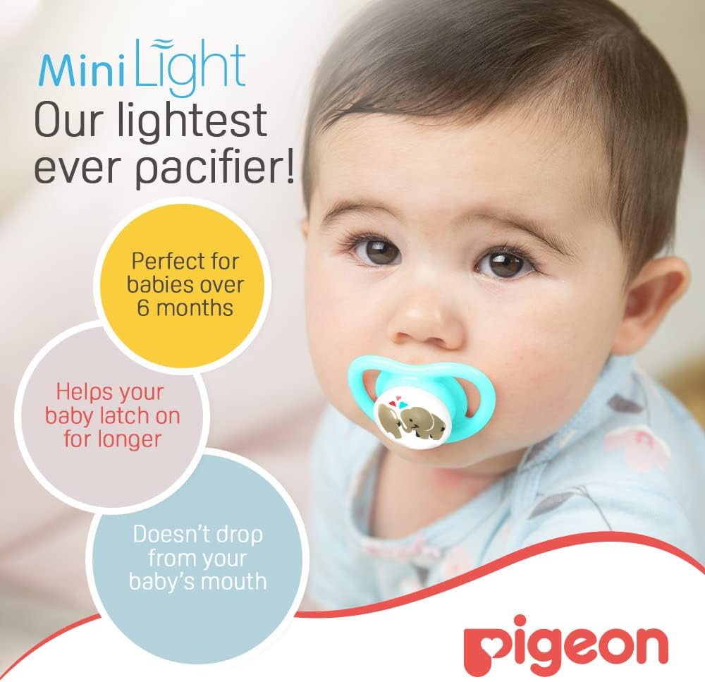 Pigeon Minilight Pacifier, Ultra Light Weight, Soft Silicone Nipple, More Air Flow, BPA Free, M Size for Unisex, 6+ Months, Clear - Al Kabayel Discount CentrePigeon Minilight Pacifier, Ultra Light Weight, Soft Silicone Nipple, More Air Flow, BPA Free, M Size for Unisex, 6+ Months, ClearBaby ProductsPIGEONAl Kabayel Discount Centre
