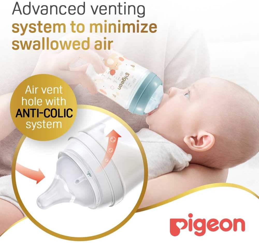 Pigeon Softouch Wide Neck Peristaltic PLUS Decorated Feeding Nursing Bottle, SS Nipple Size, BPA Free, 0 + Months, 160ml - Assorted Color - Al Kabayel Discount CentrePigeon Softouch Wide Neck Peristaltic PLUS Decorated Feeding Nursing Bottle, SS Nipple Size, BPA Free, 0 + Months, 160ml - Assorted ColorBaby ProductsPIGEONAl Kabayel Discount Centre