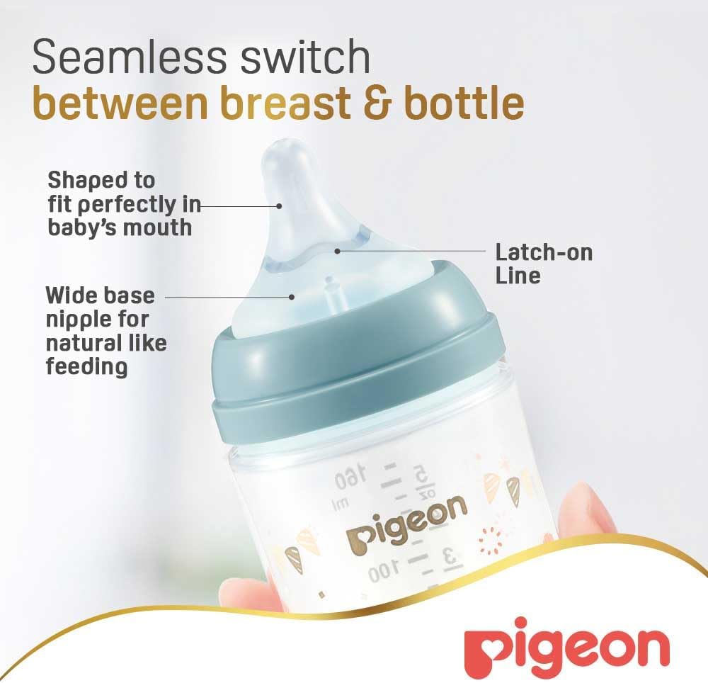 Pigeon Softouch Wide Neck Peristaltic PLUS Decorated Feeding Nursing Bottle, SS Nipple Size, BPA Free, 0 + Months, 160ml - Assorted Color - Al Kabayel Discount CentrePigeon Softouch Wide Neck Peristaltic PLUS Decorated Feeding Nursing Bottle, SS Nipple Size, BPA Free, 0 + Months, 160ml - Assorted ColorBaby ProductsPIGEONAl Kabayel Discount Centre