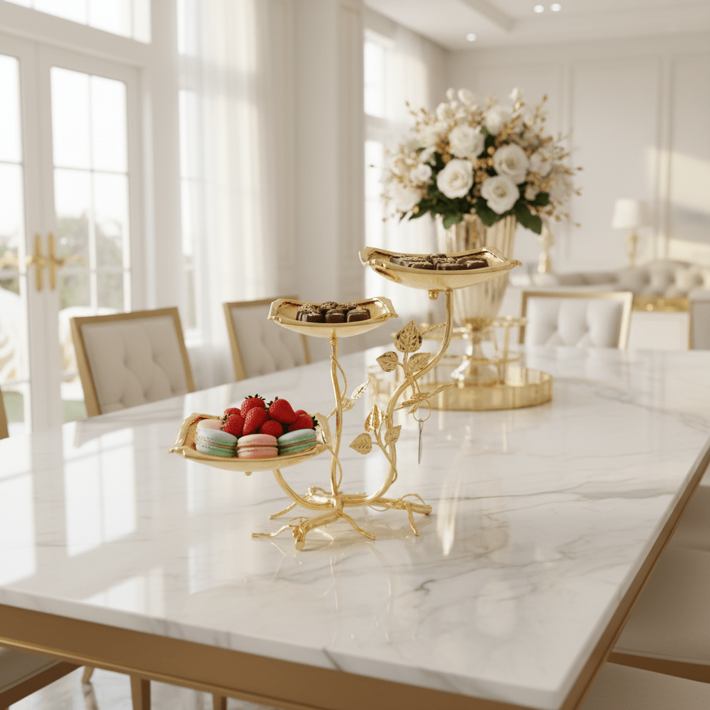 Pilsco Luxury Gold Leaf Design 3 - Tier Square Fruit Display Stand – Premium Serving Tray for Desserts & Occasions – 14 × 28 cm - Al Kabayel Discount CentrePilsco Luxury Gold Leaf Design 3 - Tier Square Fruit Display Stand – Premium Serving Tray for Desserts & Occasions – 14 × 28 cmServing TraysPILSCOAl Kabayel Discount Centre