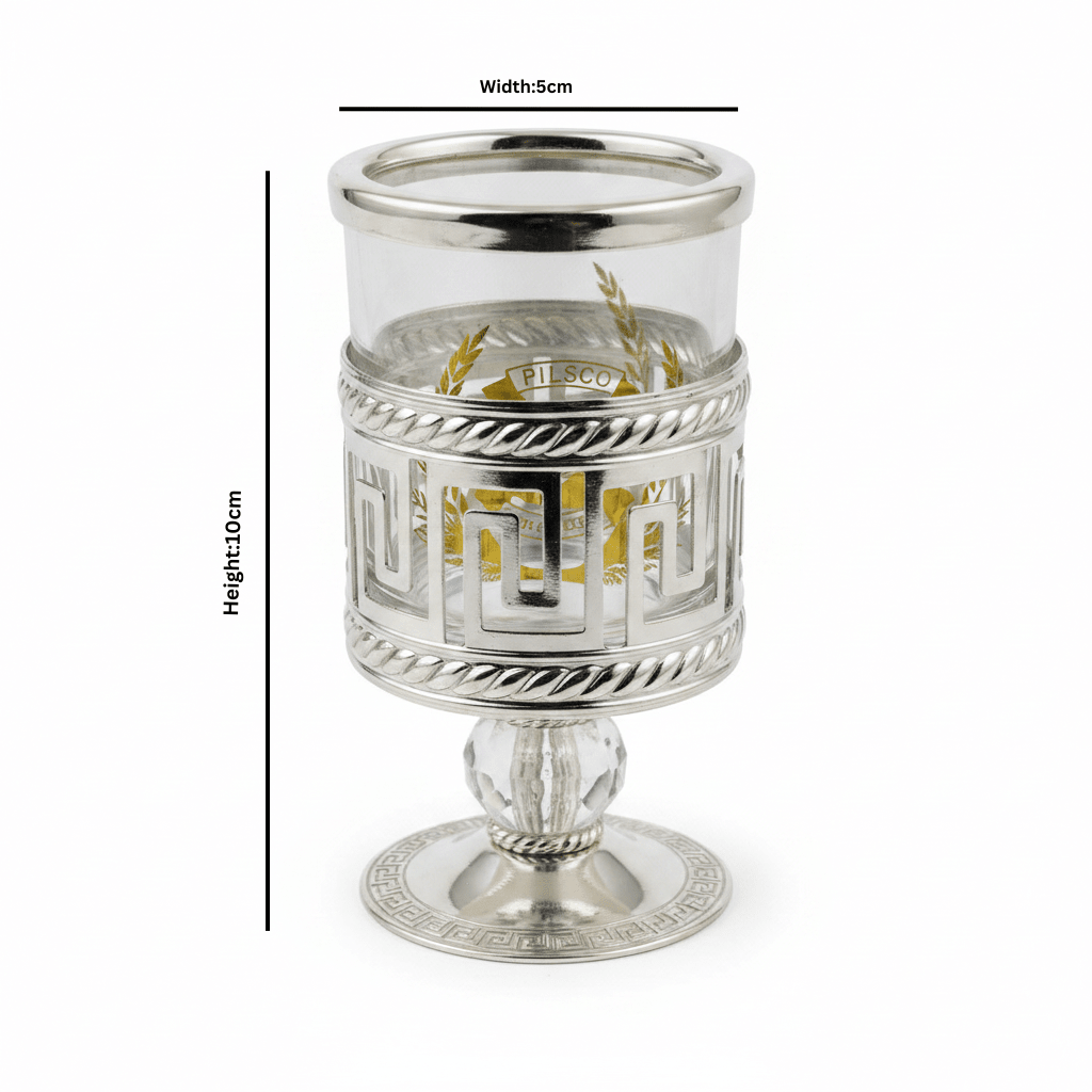 Pilsco Metal & Glass Spoon Holder - 10×5 cm - Silver / Gold - Al Kabayel Discount CentrePilsco Metal & Glass Spoon Holder - 10×5 cm - Silver / GoldCutlery HolderPILSCOAl Kabayel Discount Centre