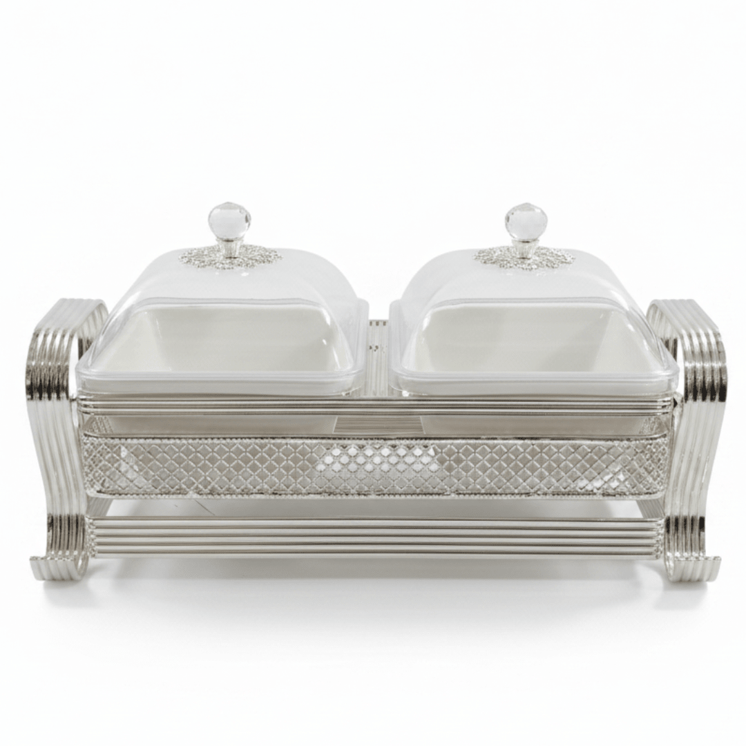Pilsco Premium White Ceramic Candy Bowl with Elegant Silver Metal Holder & Lid – Luxury 2 - Section Serving Dish for Sweets and Nuts 25×12 cm - Al Kabayel Discount CentrePilsco Premium White Ceramic Candy Bowl with Elegant Silver Metal Holder & Lid – Luxury 2 - Section Serving Dish for Sweets and Nuts 25×12 cmJars & Food SaversPILSCOAl Kabayel Discount Centre