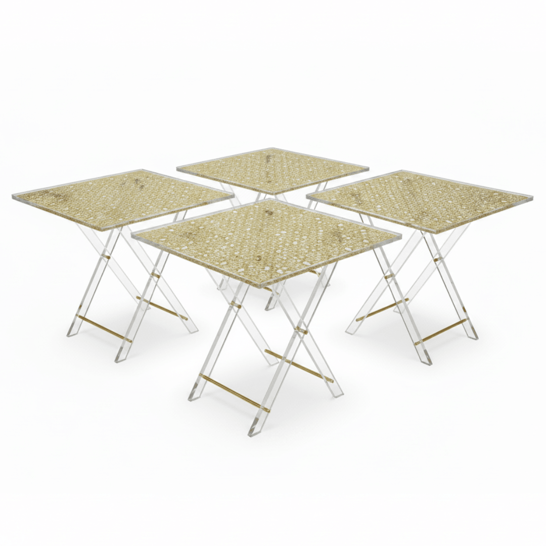 Pilsco Square Gold Acrylic Folding Table Set – 46×40cm - Set of 4 - Al Kabayel Discount CentrePilsco Square Gold Acrylic Folding Table Set – 46×40cm - Set of 4Organizers & AccessoriesPILSCOAl Kabayel Discount Centre