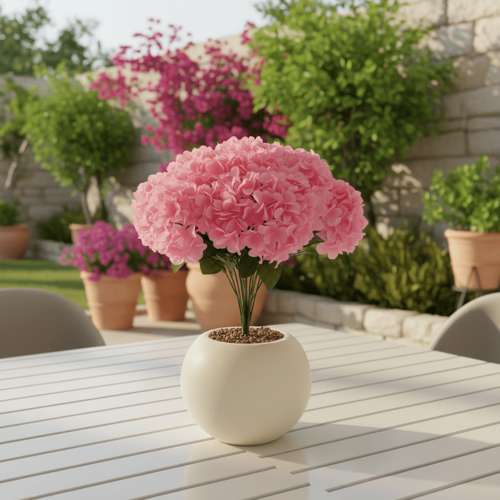 Pink Artificial Hydrangea Flower Arrangement in Cream Ball Pot | 35cm | Premium Faux Floral Decor - Al Kabayel Discount CentrePink Artificial Hydrangea Flower Arrangement in Cream Ball Pot | 35cm | Premium Faux Floral DecorArtificial FloraAKDCAl Kabayel Discount Centre