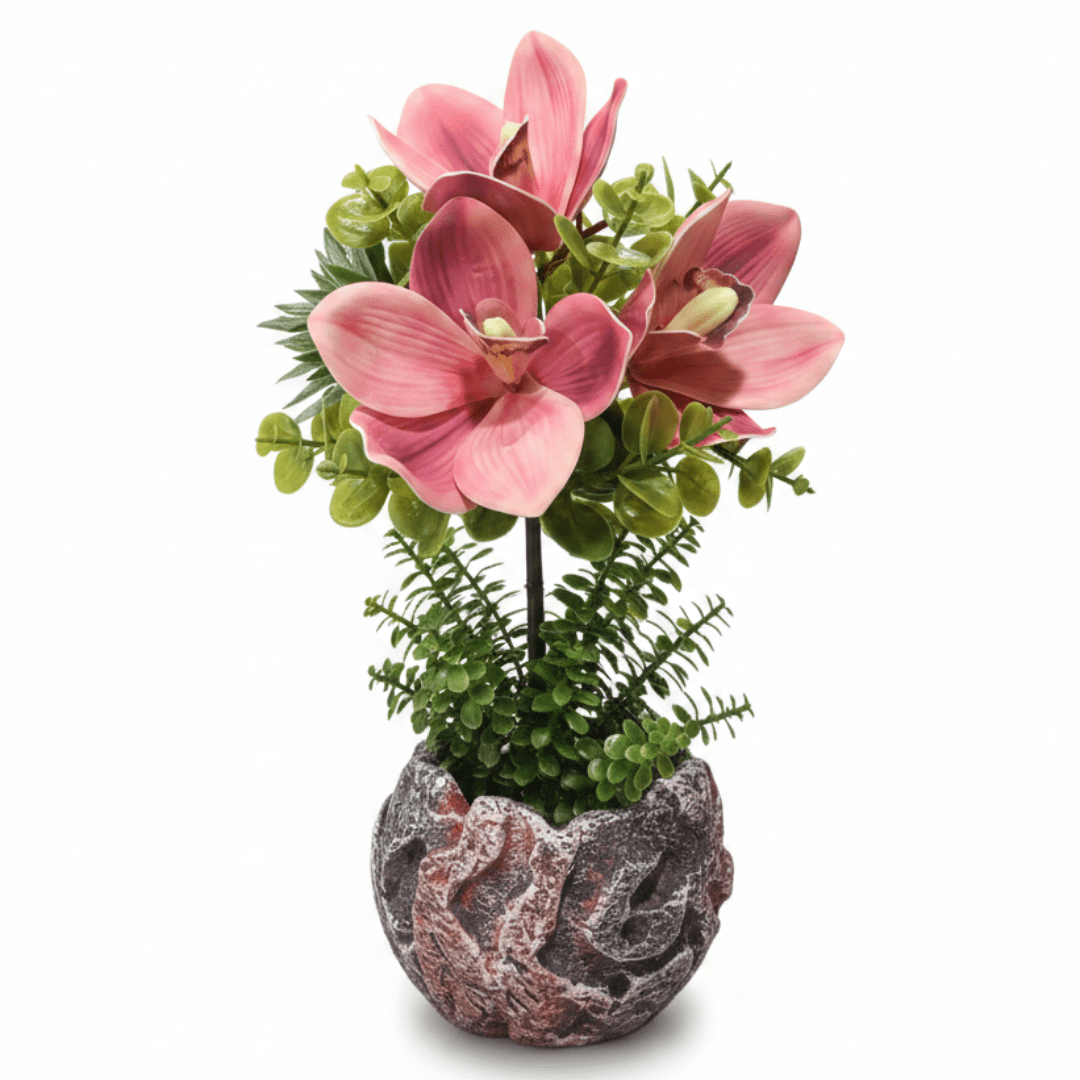 Pink Artificial Orchid Arrangement | Elegant Chalk Pot | 33cm - Al Kabayel Discount CentrePink Artificial Orchid Arrangement | Elegant Chalk Pot | 33cmArtificial FloraAKDCAl Kabayel Discount Centre