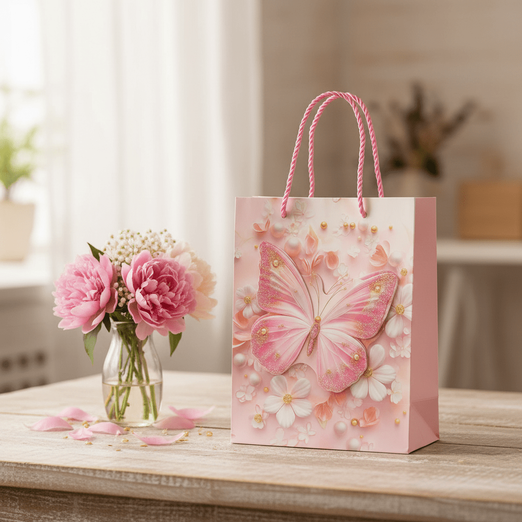 Pink Butterfly Paper Gift Bag - 23×18 cm - Al Kabayel Discount CentrePink Butterfly Paper Gift Bag - 23×18 cmPacking & Wrapping SuppliesAKDCAl Kabayel Discount Centre