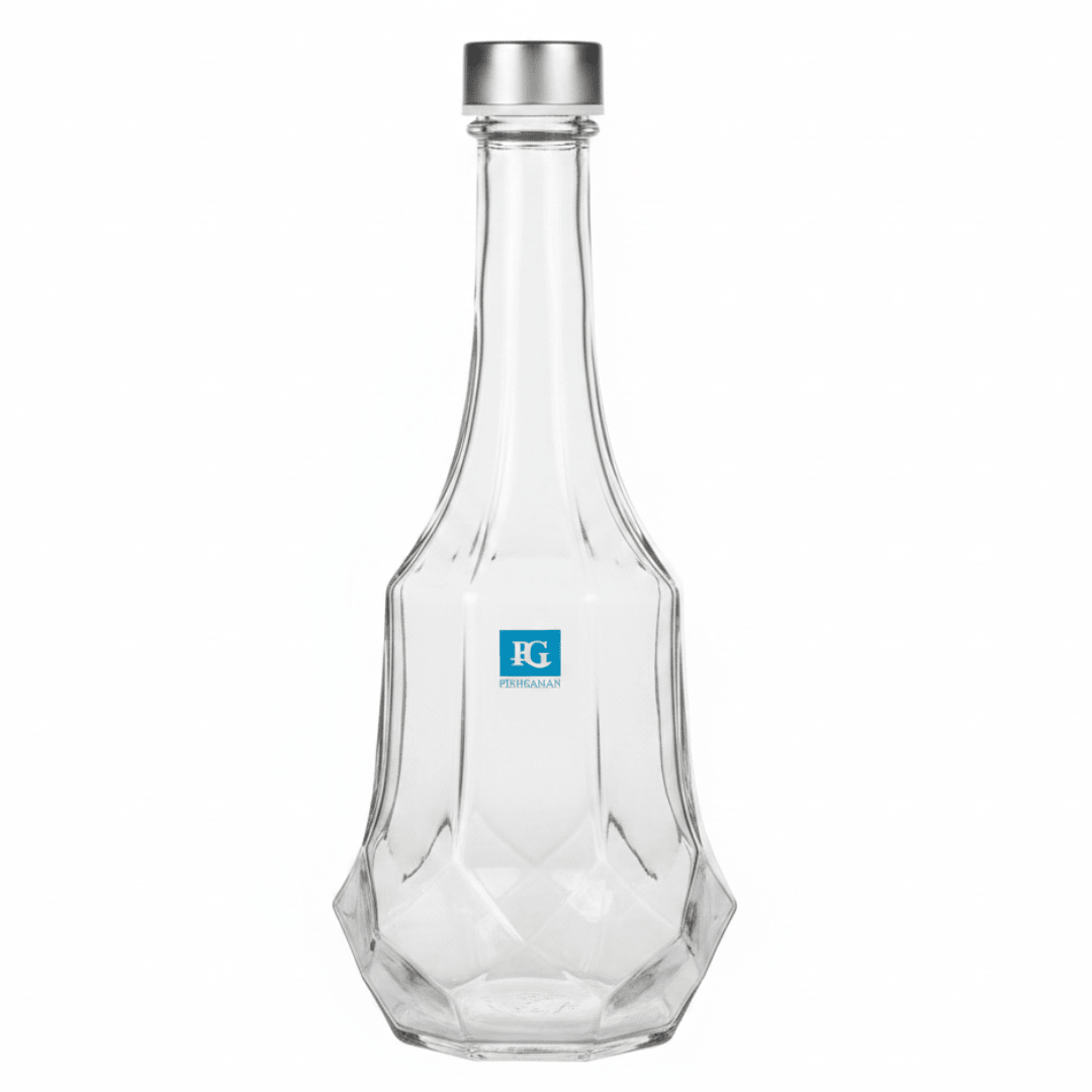 Pishgaman Elegant Faceted Clear Glass Water Bottle 1500ml – Premium Hexagonal Design with Secure Silver Metal Cap - Al Kabayel Discount CentrePishgaman Elegant Faceted Clear Glass Water Bottle 1500ml – Premium Hexagonal Design with Secure Silver Metal CapWater BottlePISHGAMANAl Kabayel Discount Centre