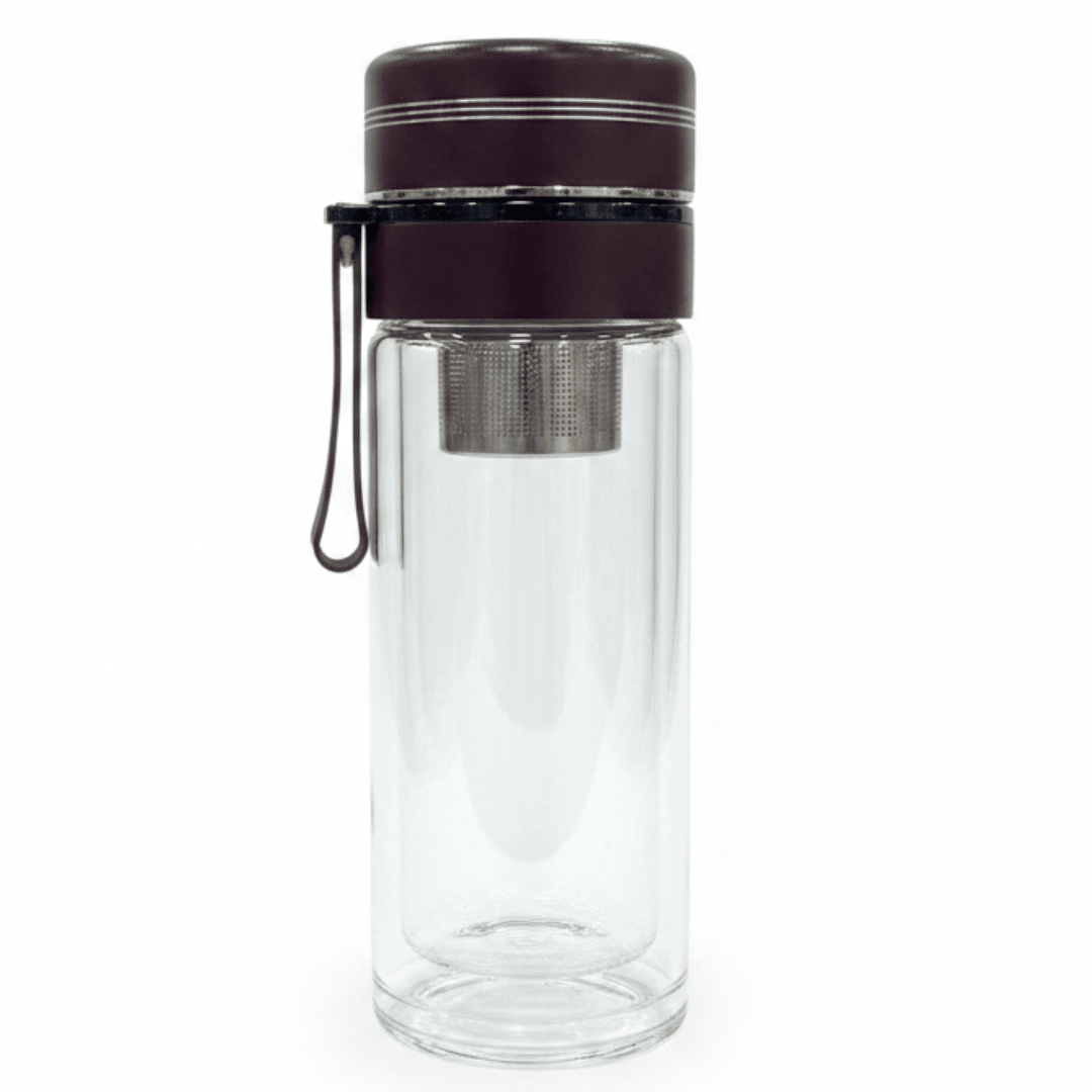 Plain Glass Vacuum Insulated Bottle with Elegant Brown Cap – 320 ml - Al Kabayel Discount CentrePlain Glass Vacuum Insulated Bottle with Elegant Brown Cap – 320 mlWater BottlesAKDCAl Kabayel Discount Centre