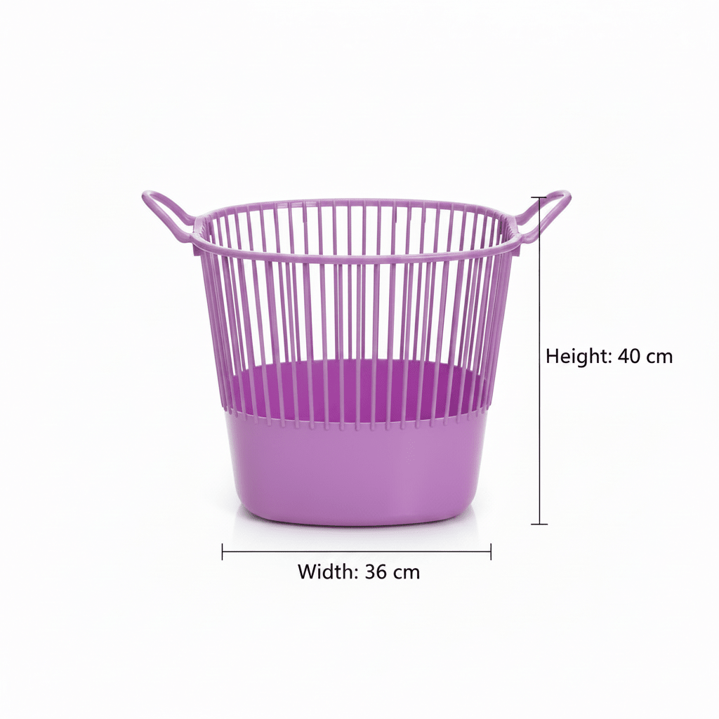Plastic Laundry Basket with Handles - 36×40 cm - Purple / Yellow / Green - Al Kabayel Discount CentrePlastic Laundry Basket with Handles - 36×40 cm - Purple / Yellow / GreenOrganizers & AccessoriesAKDCAl Kabayel Discount Centre