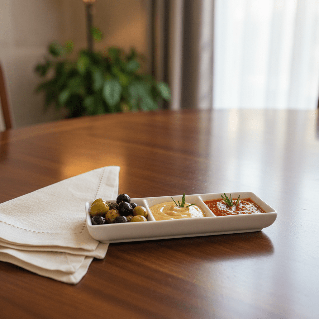Porceletta White Ceramic 3 - Section Serving Dish 18 cm – Divided Plate for Snacks, Sauces & Appetizers - Al Kabayel Discount CentrePorceletta White Ceramic 3 - Section Serving Dish 18 cm – Divided Plate for Snacks, Sauces & AppetizersServing TraysPORCELETTAAl Kabayel Discount Centre
