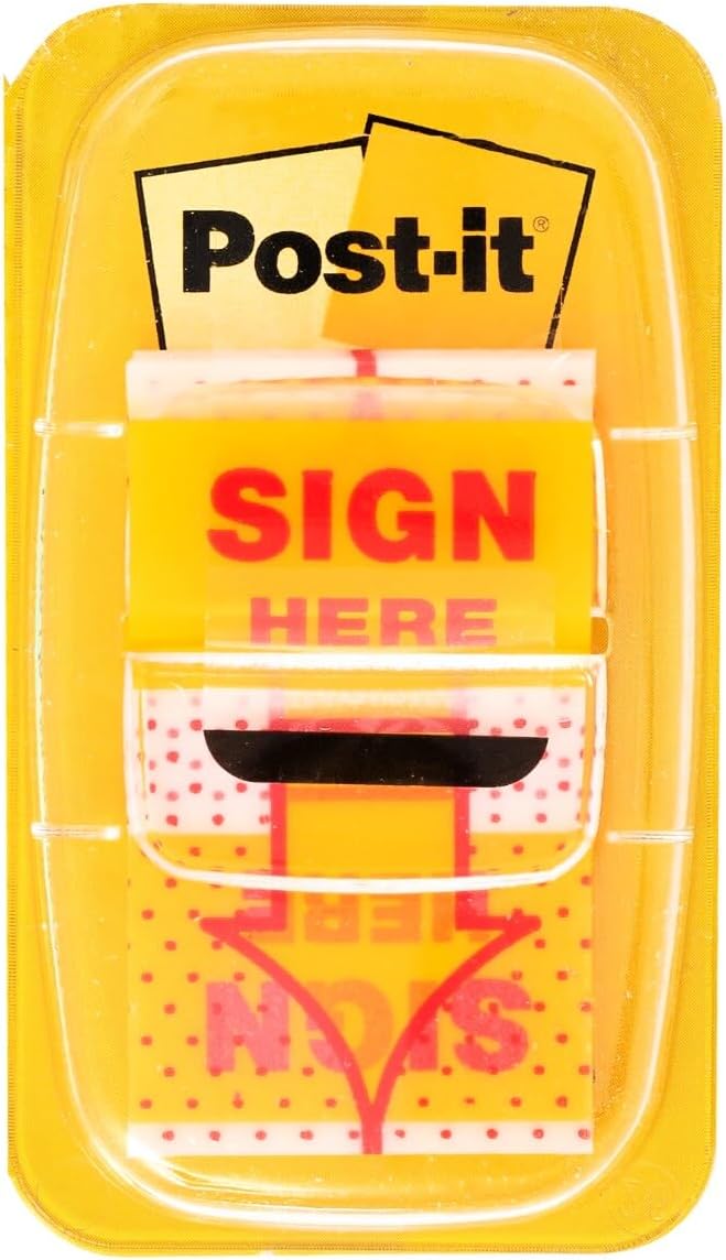 Post - It Printed Message Flags, "Sign Here", 25.4mm*43.2mm Yellow, One Dispenser Of 50 Flags - Al Kabayel Discount CentrePost - It Printed Message Flags, "Sign Here", 25.4mm*43.2mm Yellow, One Dispenser Of 50 FlagsNotepads & Legal Pads3MAl Kabayel Discount Centre
