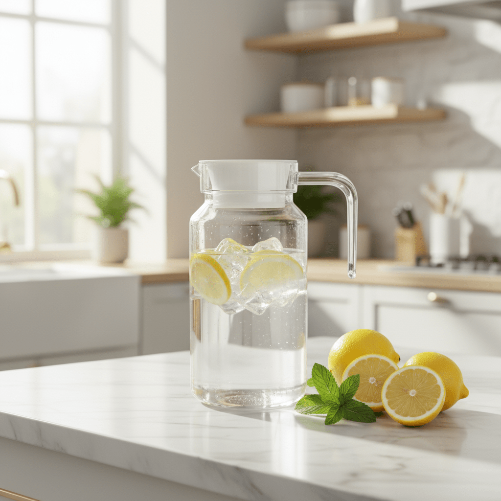 Premium Clear Acrylic Water Jug with White Lid | 20cm | - Al Kabayel Discount CentrePremium Clear Acrylic Water Jug with White Lid | 20cm |JugsAKDCAl Kabayel Discount Centre