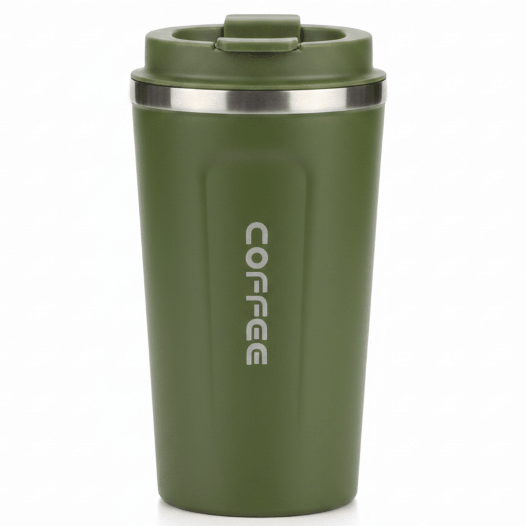 Premium Green Travel Coffee Mug with Insulated Body – 510 ml - Al Kabayel Discount CentrePremium Green Travel Coffee Mug with Insulated Body – 510 mlWater BottlesAKDCAl Kabayel Discount Centre