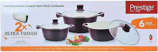 Prestige Cast Aluminium Ceramic Non Stick Cookware Set, Purple, 6 Piece, PR80955 - Al Kabayel Discount CentrePrestige Cast Aluminium Ceramic Non Stick Cookware Set, Purple, 6 Piece, PR80955Cookware SetPRESTIGEAl Kabayel Discount Centre