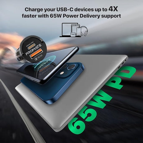 PROMATE Car Charger, Transparent 65W Ultra - Compact Car Adapter with USB Type - C Power Delivery Port, USB - A Port, Mini Handle - Al Kabayel Discount CentrePROMATE Car Charger, Transparent 65W Ultra - Compact Car Adapter with USB Type - C Power Delivery Port, USB - A Port, Mini HandleCords & AdaptersPROMATEAl Kabayel Discount Centre