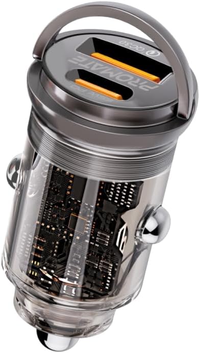 PROMATE Car Charger, Transparent 65W Ultra - Compact Car Adapter with USB Type - C Power Delivery Port, USB - A Port, Mini Handle - Al Kabayel Discount CentrePROMATE Car Charger, Transparent 65W Ultra - Compact Car Adapter with USB Type - C Power Delivery Port, USB - A Port, Mini HandleCords & AdaptersPROMATEAl Kabayel Discount Centre