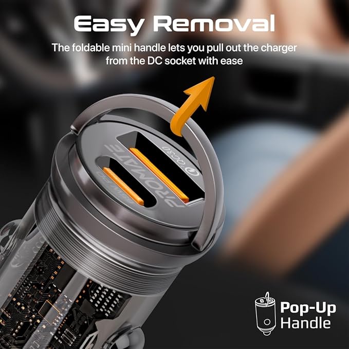 PROMATE Car Charger, Transparent 65W Ultra - Compact Car Adapter with USB Type - C Power Delivery Port, USB - A Port, Mini Handle - Al Kabayel Discount CentrePROMATE Car Charger, Transparent 65W Ultra - Compact Car Adapter with USB Type - C Power Delivery Port, USB - A Port, Mini HandleCords & AdaptersPROMATEAl Kabayel Discount Centre