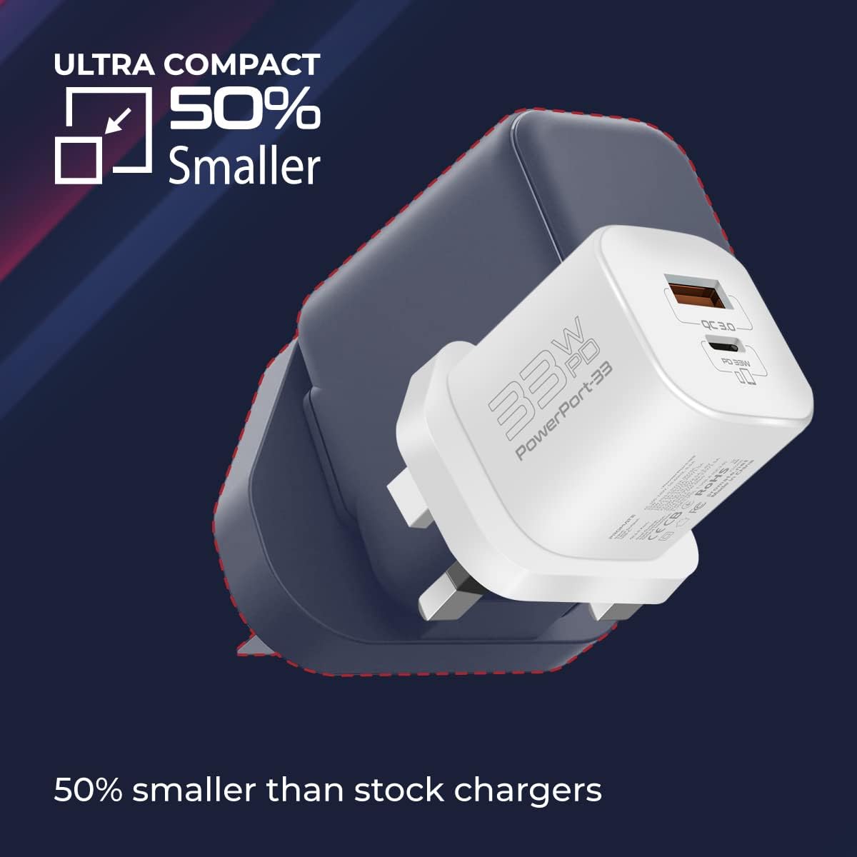 Promate GaN USB - C Charger, Ultra - Compact 33W USB - C Power Delivery Wall Charger with Fast 22.5W QC 3.0 Charging Port, Adaptive Smart Charging and Short - Circuit Protection for iPhone 15, PowerPort - 33 - Al Kabayel Discount CentrePromate GaN USB - C Charger, Ultra - Compact 33W USB - C Power Delivery Wall Charger with Fast 22.5W QC 3.0 Charging Port, Adaptive Smart Charging and Short - Circuit Protection for iPhone 15, PowerPort - 33Cords & AdaptersPROMATEAl Kabayel Discount Centre