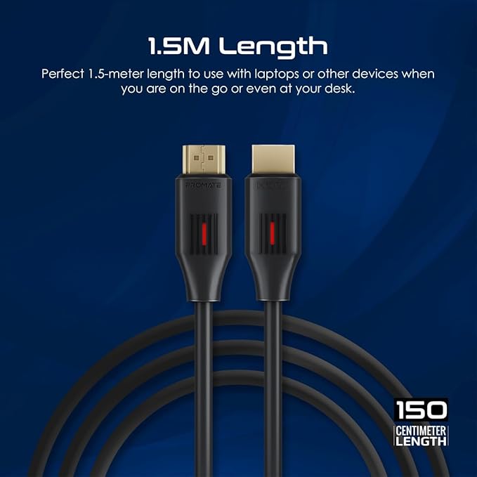 PROMATE HDMI 2.0 Cable, 4K@60Hz HDMI to HDMI Slim 1.5meter Cable, 18Gbps Bandwidth, ProLink4K60 - 150 - Al Kabayel Discount CentrePROMATE HDMI 2.0 Cable, 4K@60Hz HDMI to HDMI Slim 1.5meter Cable, 18Gbps Bandwidth, ProLink4K60 - 150Cords & AdaptersPROMATEAl Kabayel Discount Centre