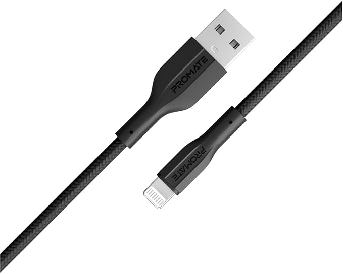 PROMATE High Tensile USB - A to Lightning Cable 1meter, 10W with 480 Mbps Data Transfe, XCord - Ai Black - Al Kabayel Discount CentrePROMATE High Tensile USB - A to Lightning Cable 1meter, 10W with 480 Mbps Data Transfe, XCord - Ai BlackCords & AdaptersPROMATEAl Kabayel Discount Centre