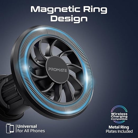 PROMATE Magnetic Car Mount, Universal Magnetic Ring AC Vent Mount Holder with N52 Powerful Magnets, 360 Degree Rotation, Multi - Angle Support, ClipMount - Al Kabayel Discount CentrePROMATE Magnetic Car Mount, Universal Magnetic Ring AC Vent Mount Holder with N52 Powerful Magnets, 360 Degree Rotation, Multi - Angle Support, ClipMountCords & AdaptersPROMATEAl Kabayel Discount Centre
