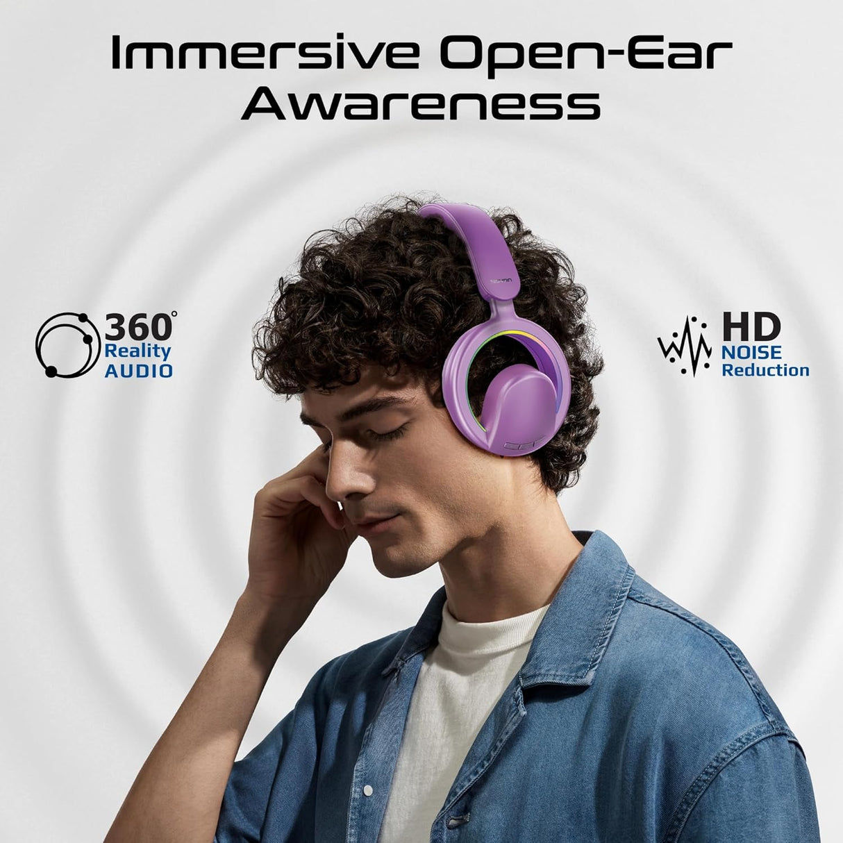 Promate Novon Open - Ear Bluetooth Headphones with Detachable Mic, RGB Light Modes, 40mm Dynamic Drivers, 20H Battery, Bluetooth v6.0, ABS - PC Build for Gaming, Workouts, and Streaming Purple - Al Kabayel Discount CentrePromate Novon Open - Ear Bluetooth Headphones with Detachable Mic, RGB Light Modes, 40mm Dynamic Drivers, 20H Battery, Bluetooth v6.0, ABS - PC Build for Gaming, Workouts, and Streaming PurpleElectronic AppliancesPROMATEAl Kabayel Discount Centre