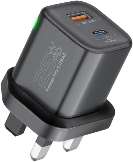 PROMATE Ultra Fast Dual Port Charger 25W, Black - Al Kabayel Discount CentrePROMATE Ultra Fast Dual Port Charger 25W, BlackCords & AdaptersPROMATEAl Kabayel Discount Centre