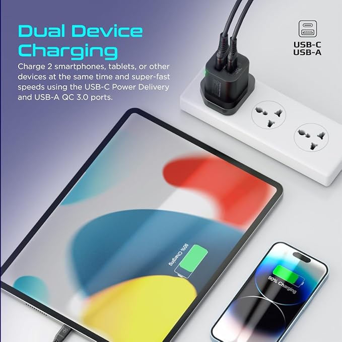 PROMATE Ultra Fast Dual Port Charger 25W, Black - Al Kabayel Discount CentrePROMATE Ultra Fast Dual Port Charger 25W, BlackCords & AdaptersPROMATEAl Kabayel Discount Centre