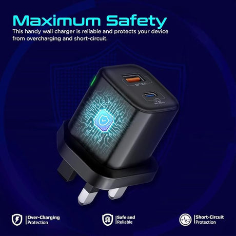 PROMATE Ultra Fast Dual Port Charger 25W, Black - Al Kabayel Discount CentrePROMATE Ultra Fast Dual Port Charger 25W, BlackCords & AdaptersPROMATEAl Kabayel Discount Centre