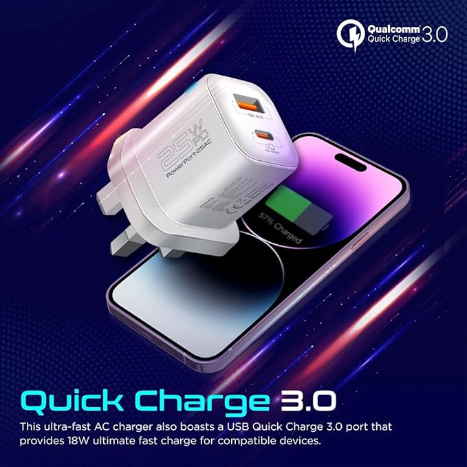 PROMATE Ultra Fast Dual Port Charger 25W, White - Al Kabayel Discount CentrePROMATE Ultra Fast Dual Port Charger 25W, WhiteCords & AdaptersPROMATEAl Kabayel Discount Centre