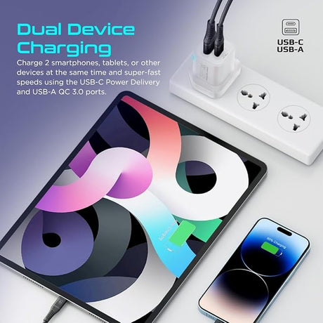 PROMATE Ultra Fast Dual Port Charger 25W, White - Al Kabayel Discount CentrePROMATE Ultra Fast Dual Port Charger 25W, WhiteCords & AdaptersPROMATEAl Kabayel Discount Centre