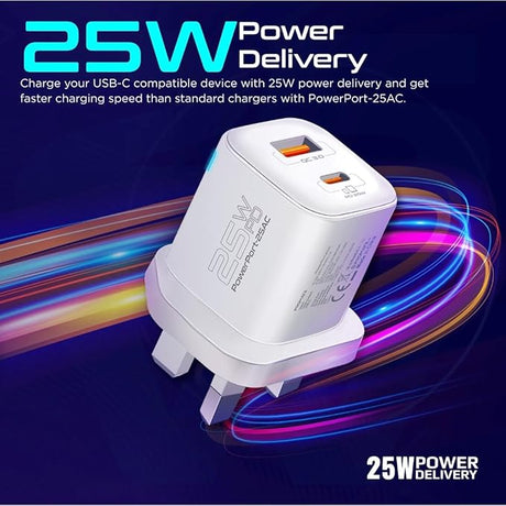 PROMATE Ultra Fast Dual Port Charger 25W, White - Al Kabayel Discount CentrePROMATE Ultra Fast Dual Port Charger 25W, WhiteCords & AdaptersPROMATEAl Kabayel Discount Centre
