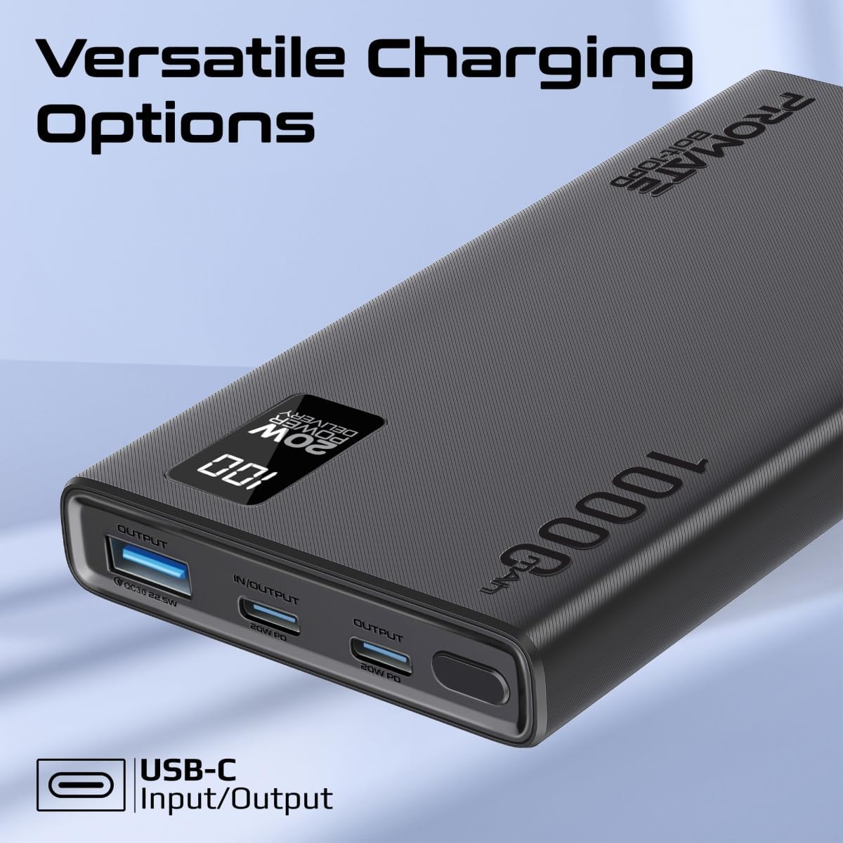 Promate Universal 10000mAh Ultra - Slim Power Bank, with 20W USB - C Input/Output Port, QC 3.0 Output, USB - C Ports, LCD Screen and Over - Heating Protection for Smartphones and Tablets, Bolt - 10PD - Al Kabayel Discount CentrePromate Universal 10000mAh Ultra - Slim Power Bank, with 20W USB - C Input/Output Port, QC 3.0 Output, USB - C Ports, LCD Screen and Over - Heating Protection for Smartphones and Tablets, Bolt - 10PDMobile AccessoriesPROMATEAl Kabayel Discount Centre