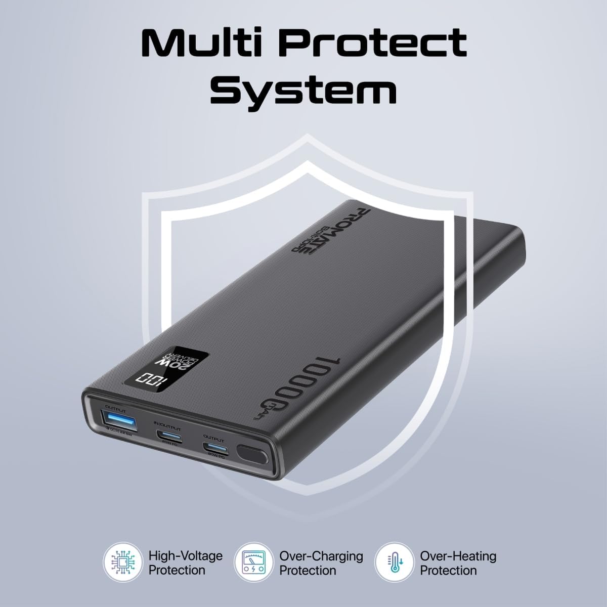 Promate Universal 10000mAh Ultra - Slim Power Bank, with 20W USB - C Input/Output Port, QC 3.0 Output, USB - C Ports, LCD Screen and Over - Heating Protection for Smartphones and Tablets, Bolt - 10PD - Al Kabayel Discount CentrePromate Universal 10000mAh Ultra - Slim Power Bank, with 20W USB - C Input/Output Port, QC 3.0 Output, USB - C Ports, LCD Screen and Over - Heating Protection for Smartphones and Tablets, Bolt - 10PDMobile AccessoriesPROMATEAl Kabayel Discount Centre