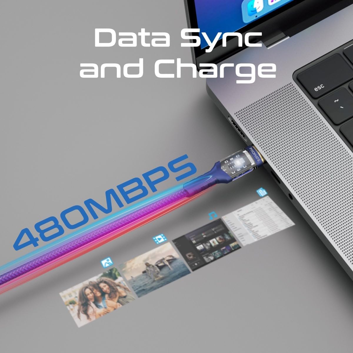 Promate USB - C to USB - C Cable, Fast - Charging 100W Power Delivery Type - C Cable with Transparent Tips, LED, 25000+ Long Bend Lifespan, 480Mbps Data Sync and 120cm Nylon Braided Cord,LucidLine - CC120 Navy - Al Kabayel Discount CentrePromate USB - C to USB - C Cable, Fast - Charging 100W Power Delivery Type - C Cable with Transparent Tips, LED, 25000+ Long Bend Lifespan, 480Mbps Data Sync and 120cm Nylon Braided Cord,LucidLine - CC120 NavyCords & AdaptersPROMATEAl Kabayel Discount Centre