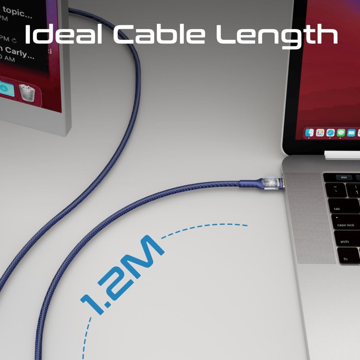 Promate USB - C to USB - C Cable, Fast - Charging 100W Power Delivery Type - C Cable with Transparent Tips, LED, 25000+ Long Bend Lifespan, 480Mbps Data Sync and 120cm Nylon Braided Cord,LucidLine - CC120 Navy - Al Kabayel Discount CentrePromate USB - C to USB - C Cable, Fast - Charging 100W Power Delivery Type - C Cable with Transparent Tips, LED, 25000+ Long Bend Lifespan, 480Mbps Data Sync and 120cm Nylon Braided Cord,LucidLine - CC120 NavyCords & AdaptersPROMATEAl Kabayel Discount Centre