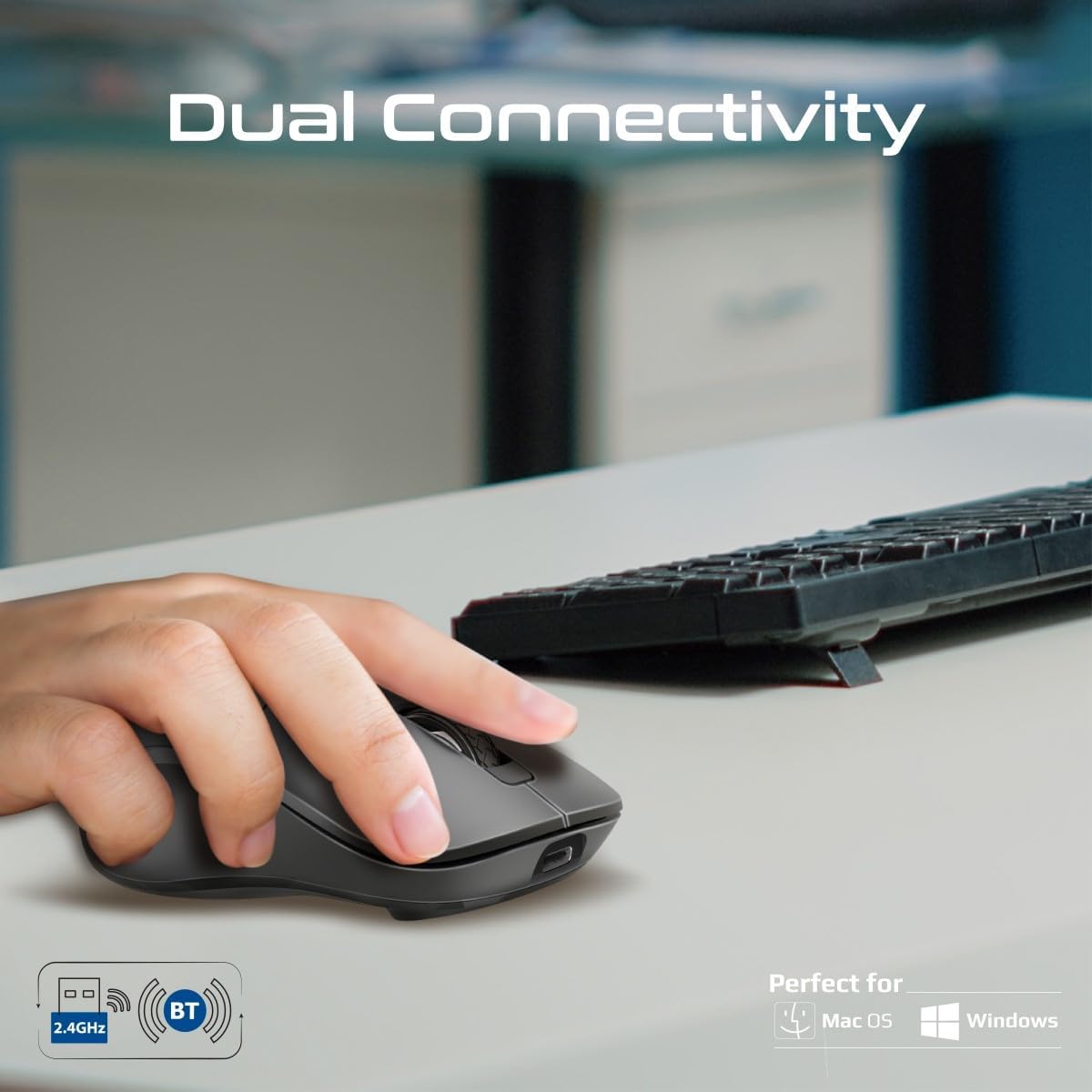 Promate Wireless Mouse, Ergonomic 500mAh Rechargeable Mice, Dual Mode Connectivity, Bluetooth v5.1, 2.4Ghz Transmission, Adjustable 1600DPI, 6 Functional Buttons for MacBook, Dell, Asus, SAMO.BLACK - Al Kabayel Discount CentrePromate Wireless Mouse, Ergonomic 500mAh Rechargeable Mice, Dual Mode Connectivity, Bluetooth v5.1, 2.4Ghz Transmission, Adjustable 1600DPI, 6 Functional Buttons for MacBook, Dell, Asus, SAMO.BLACKElectronic AppliancesPROMATEAl Kabayel Discount Centre