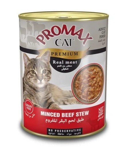 PROMAX Premium Cat Food, Minced Beef Stew, 400g Can - Al Kabayel Discount CentrePROMAX Premium Cat Food, Minced Beef Stew, 400g CanPet SuppliesPROMAXAl Kabayel Discount Centre