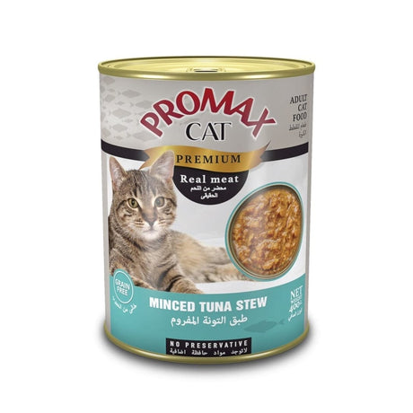 PROMAX Premium Cat Food, Minced Tuna Stew, 400g Can - Al Kabayel Discount CentrePROMAX Premium Cat Food, Minced Tuna Stew, 400g CanPet SuppliesPROMAXAl Kabayel Discount Centre