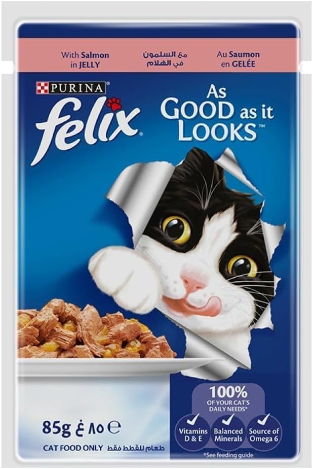 Purina Felix Adult Cat Food with Salmon in Jelly - 85gram - Al Kabayel Discount CentrePurina Felix Adult Cat Food with Salmon in Jelly - 85gramPet SuppliesPURINA FELIXAl Kabayel Discount Centre