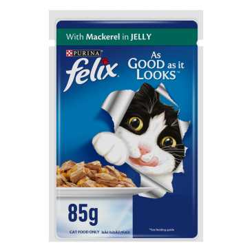 Purina Felix Adult Cat with Mackerel in Jelly Pouch - 85gram - Al Kabayel Discount CentrePurina Felix Adult Cat with Mackerel in Jelly Pouch - 85gramPet SuppliesPURINA FELIXAl Kabayel Discount Centre
