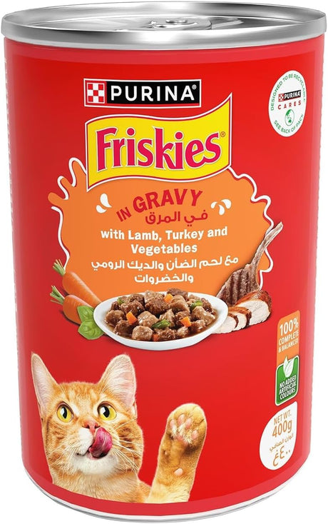 Purina Friskies Lamb, Turkey And Vegetables In Gravy Wet Cat Food 400G - Al Kabayel Discount CentrePurina Friskies Lamb, Turkey And Vegetables In Gravy Wet Cat Food 400GPet SuppliesPURINA FRISKIESAl Kabayel Discount Centre