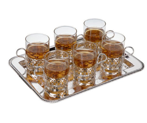 Queen Anne 6 Tea Glasses On Tray 9.85 X 24.76 X 34.29cm English Silver Plate - Al Kabayel Discount CentreQueen Anne 6 Tea Glasses On Tray 9.85 X 24.76 X 34.29cm English Silver PlateStylish ServewareQUEEN ANNEAl Kabayel Discount Centre