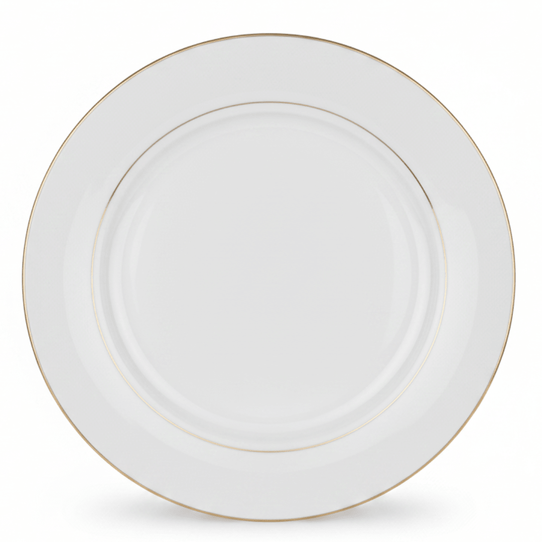Queens White Ceramic Dinner Plate with Golden Rim — 10.5 Inch - Al Kabayel Discount CentreQueens White Ceramic Dinner Plate with Golden Rim — 10.5 InchPlatesQUEENSAl Kabayel Discount Centre