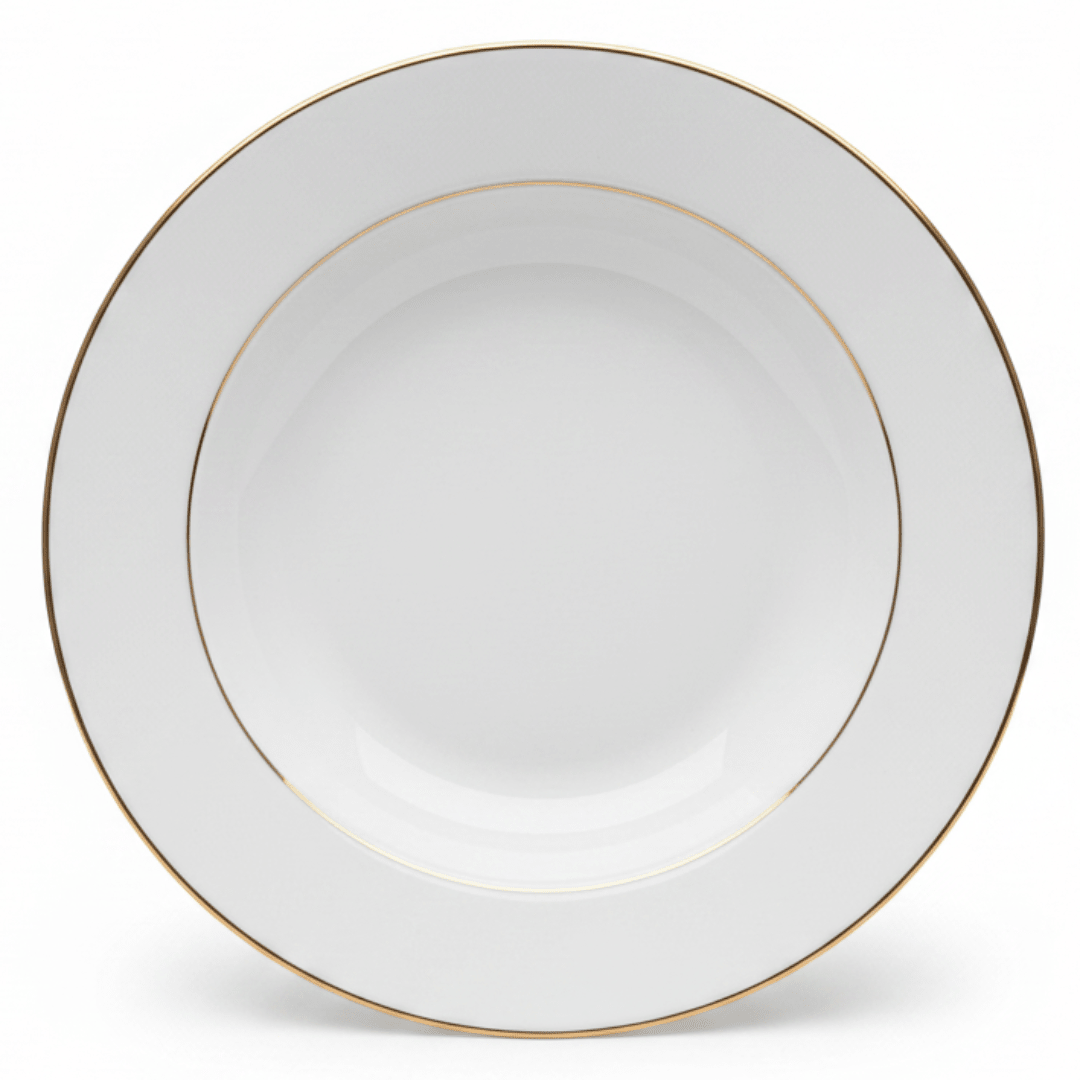 Queens White Ceramic Soup Plate with Golden Rim | 8 Inch | Premium Tableware - Al Kabayel Discount CentreQueens White Ceramic Soup Plate with Golden Rim | 8 Inch | Premium TablewarePlatesQUEENSAl Kabayel Discount Centre