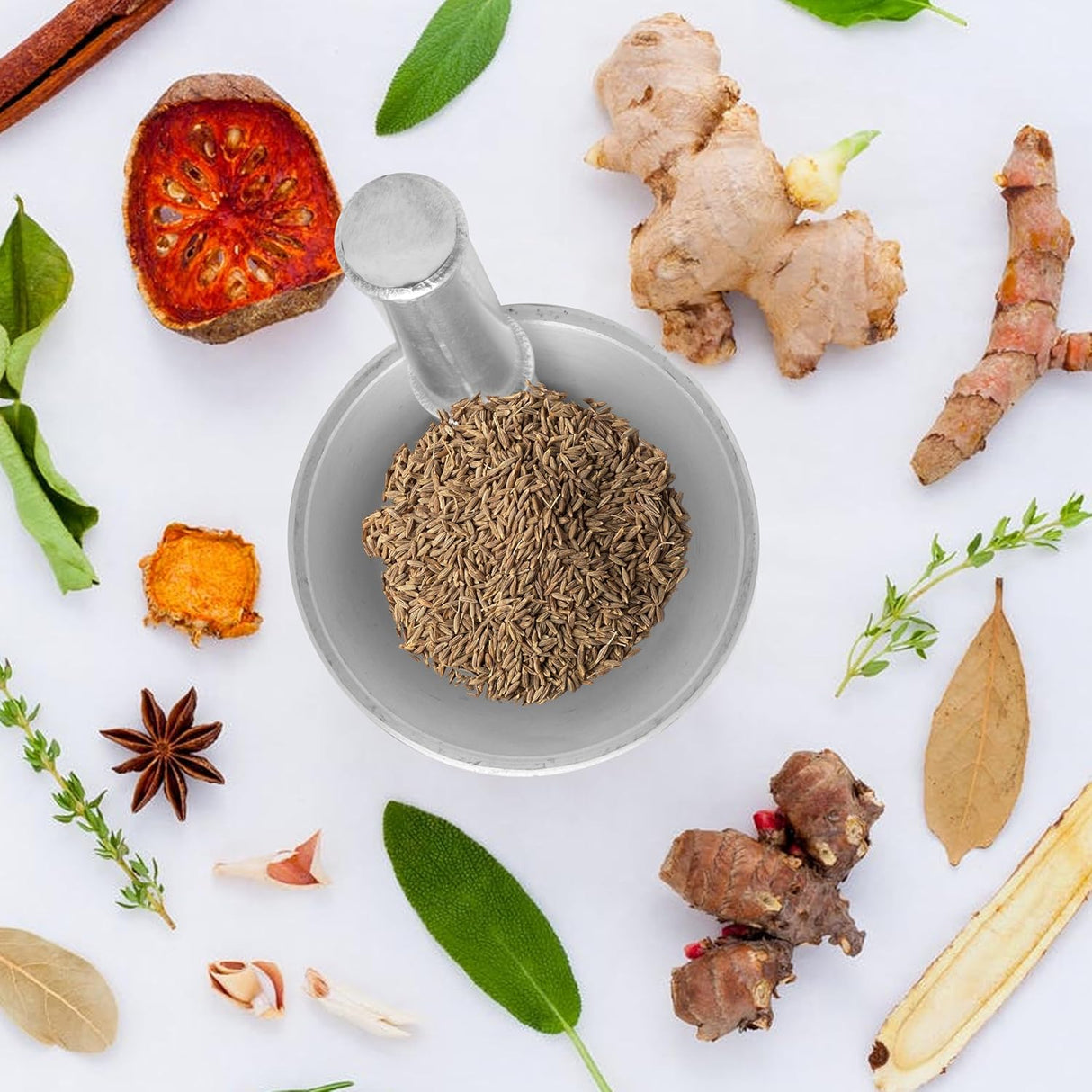 Raj Aluminium Mortar With Stand, Silver, RAM004, Garlic Crusher Manual Spices Grinder Chutney Maker Ideal for Ginger, Garlic, Herbs Grinder - 13CM - Al Kabayel Discount CentreRaj Aluminium Mortar With Stand, Silver, RAM004, Garlic Crusher Manual Spices Grinder Chutney Maker Ideal for Ginger, Garlic, Herbs Grinder - 13CMKitchen Utensils & GadgetsRAJAl Kabayel Discount Centre