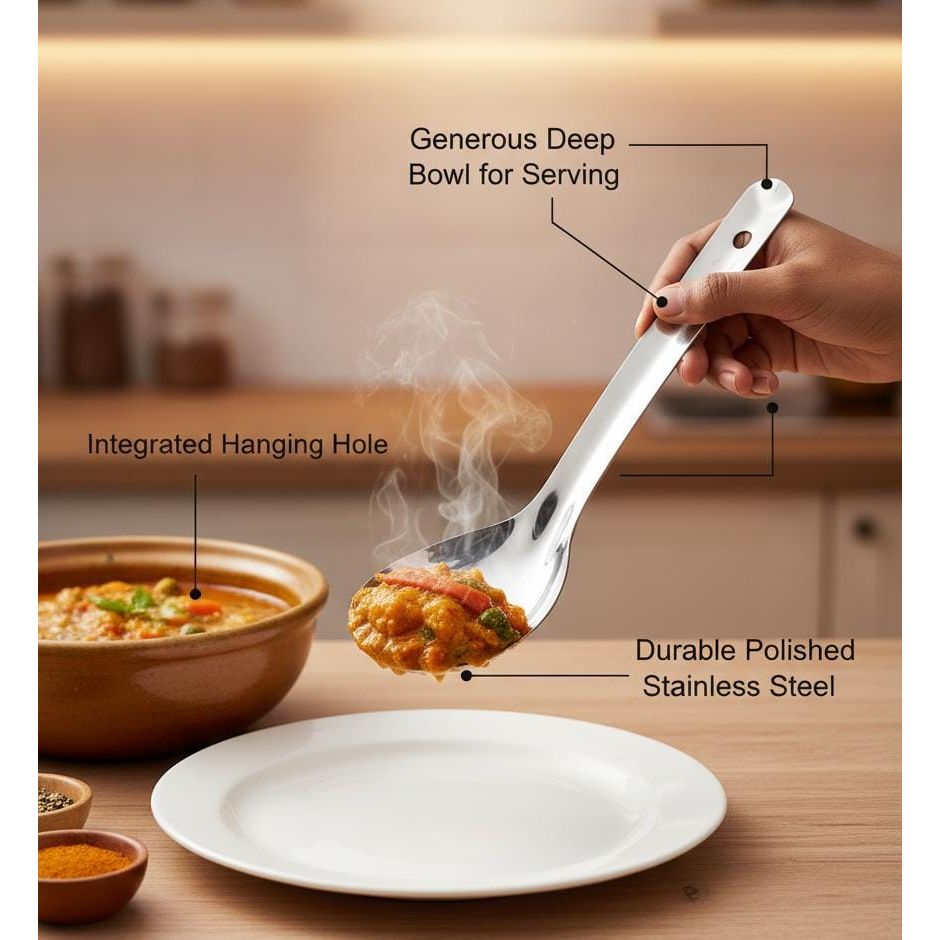 RAJ Extra - Large Stainless Steel Serving Spoon – Deep Float Design for Soups, Curries & Stews - Al Kabayel Discount CentreRAJ Extra - Large Stainless Steel Serving Spoon – Deep Float Design for Soups, Curries & StewsKitchen Utensils & GadgetsRAJAl Kabayel Discount Centre