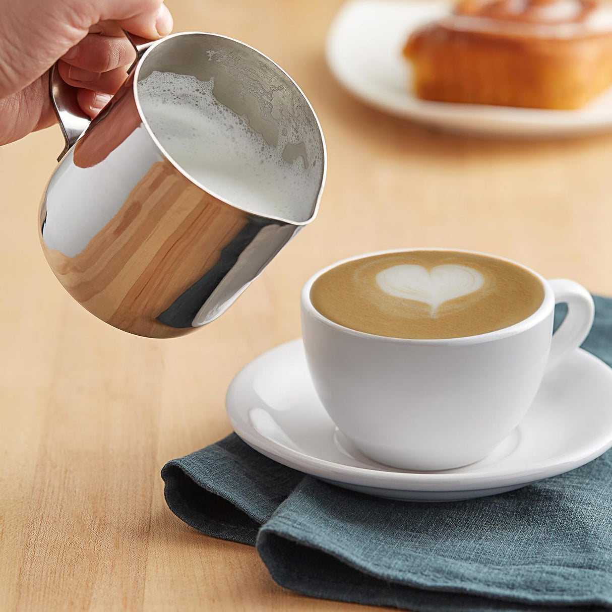 Raj Stainless Steel Catering Milk Frothing Cup CMCF14 Espresso Steaming Pitcher, Coffee Frothing Pitcher Milk Jug Cappuccino Latte Art Cup - 414ML - Al Kabayel Discount CentreRaj Stainless Steel Catering Milk Frothing Cup CMCF14 Espresso Steaming Pitcher, Coffee Frothing Pitcher Milk Jug Cappuccino Latte Art Cup - 414MLTea CupsRAJAl Kabayel Discount Centre